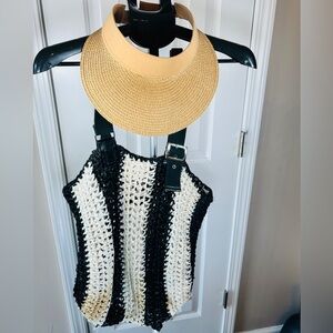 Murval Black, Tan and White Knit Tote Bag